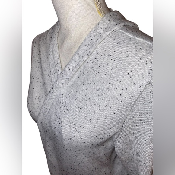 VERVE AMI Open Front Cardigan with Hood Lightweight in LT Gray Speckled SZ LG - Picture 3 of 7